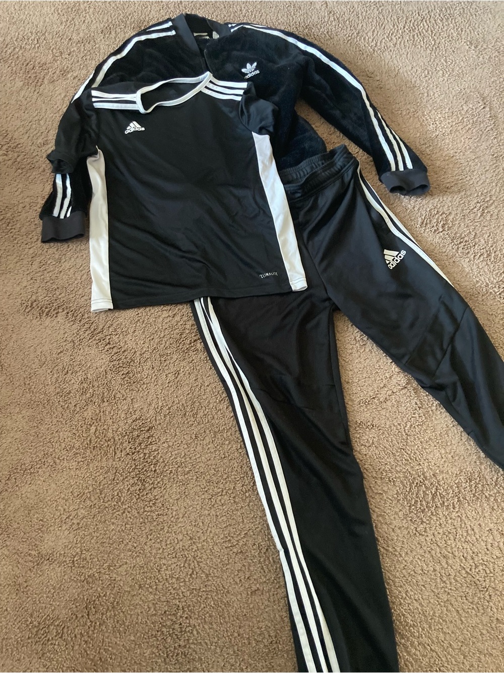 Adidas Black & White Three-Stripe Track Set 3 piece  set top m pants  l  jacketm